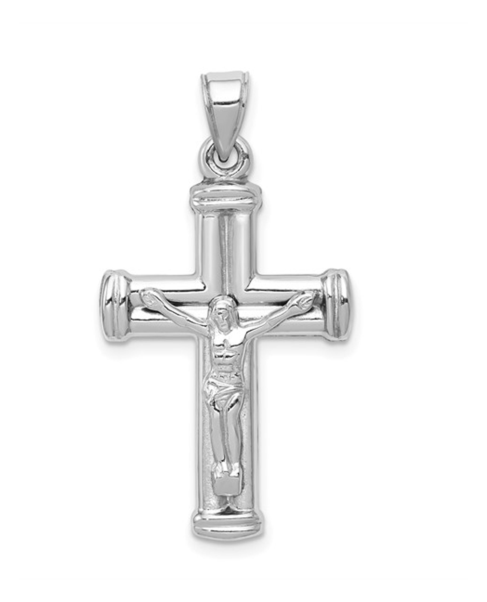 14K White Gold Reversible Crucifix Cross