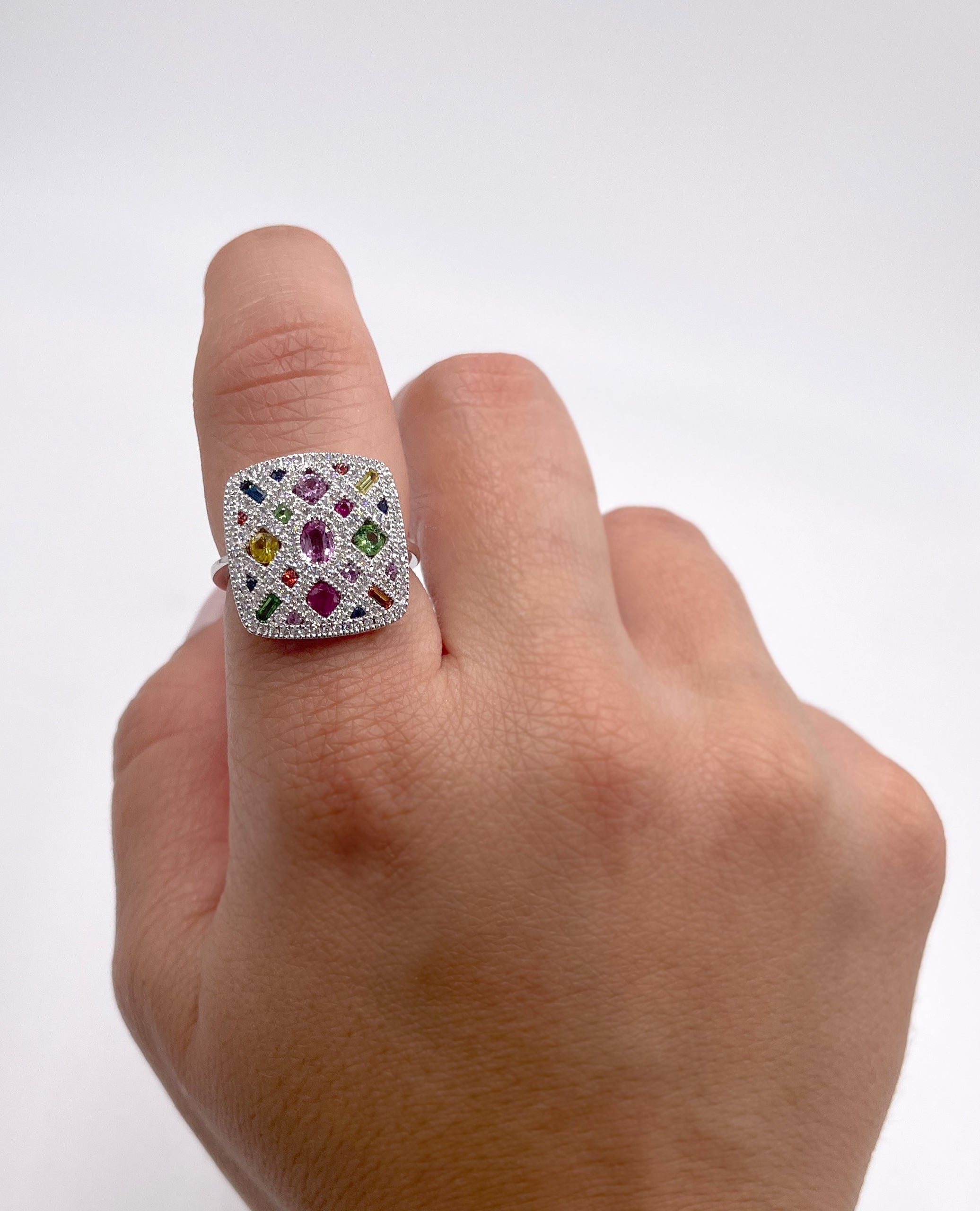 Allison Kaufman 14K White Gold Multicolor Ring
