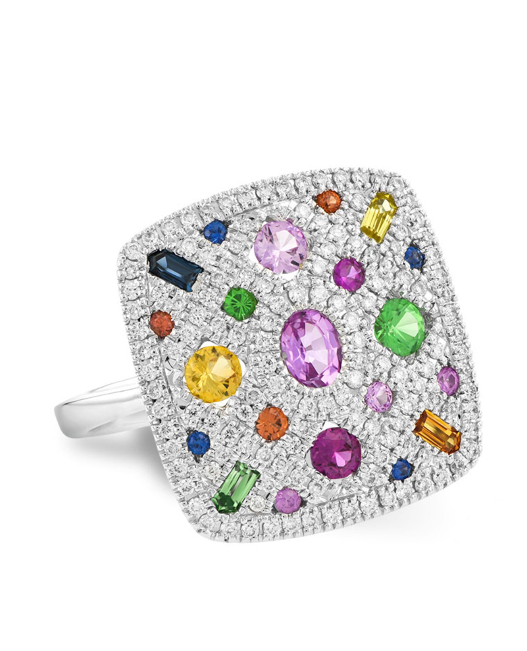 Allison Kaufman 14K White Gold Multicolor Ring