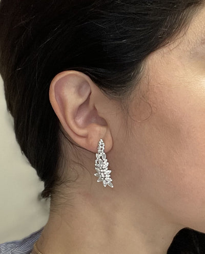 Sterling Silver Multi-Shaped CZ Long Earrings