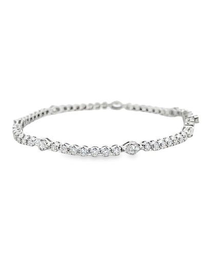 18K White Gold Marquise & Round Diamond Bracelet