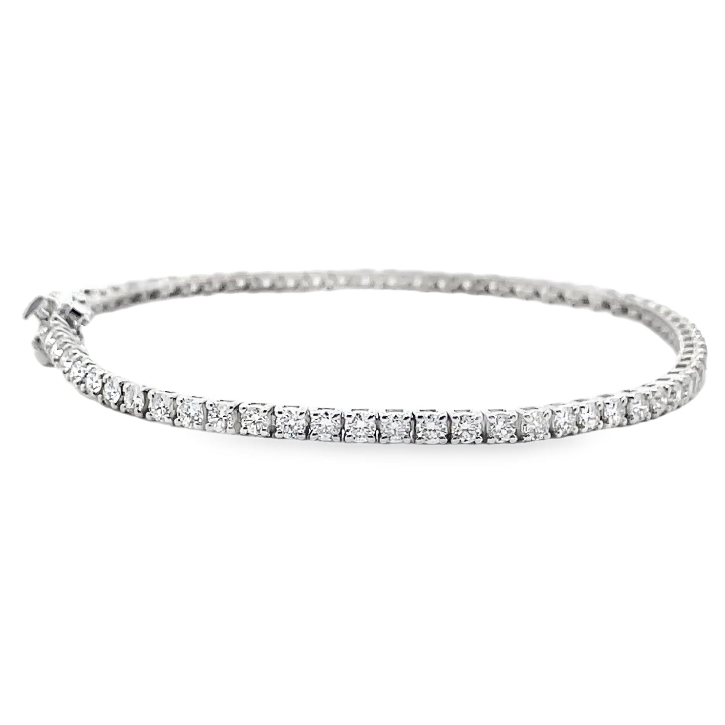 14K White Gold Tennis Bracelet 3.03 Carat Round Diamonds