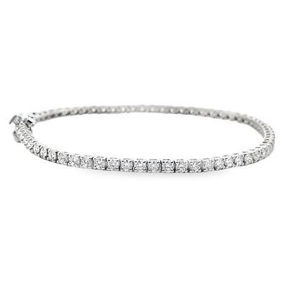 14K White Gold Tennis Bracelet 3.03 Carat Round Diamonds