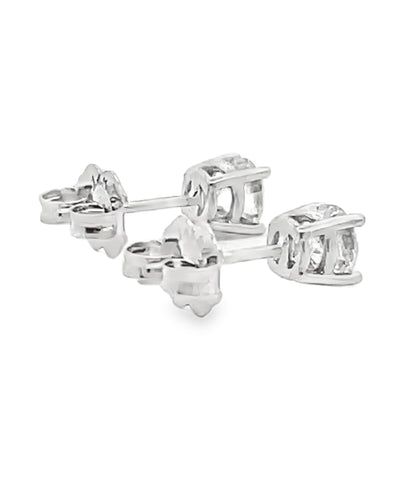 14K White Gold Diamond Stud Earrings with Pushbacks