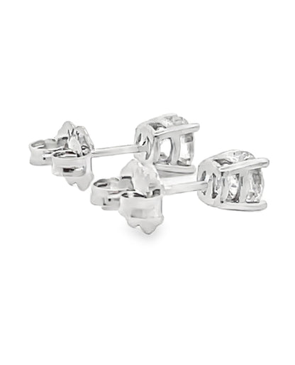14K White Gold Diamond Stud Earrings with Pushbacks