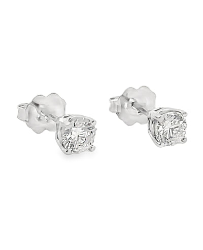 14K White Gold Diamond Stud Earrings with Pushbacks