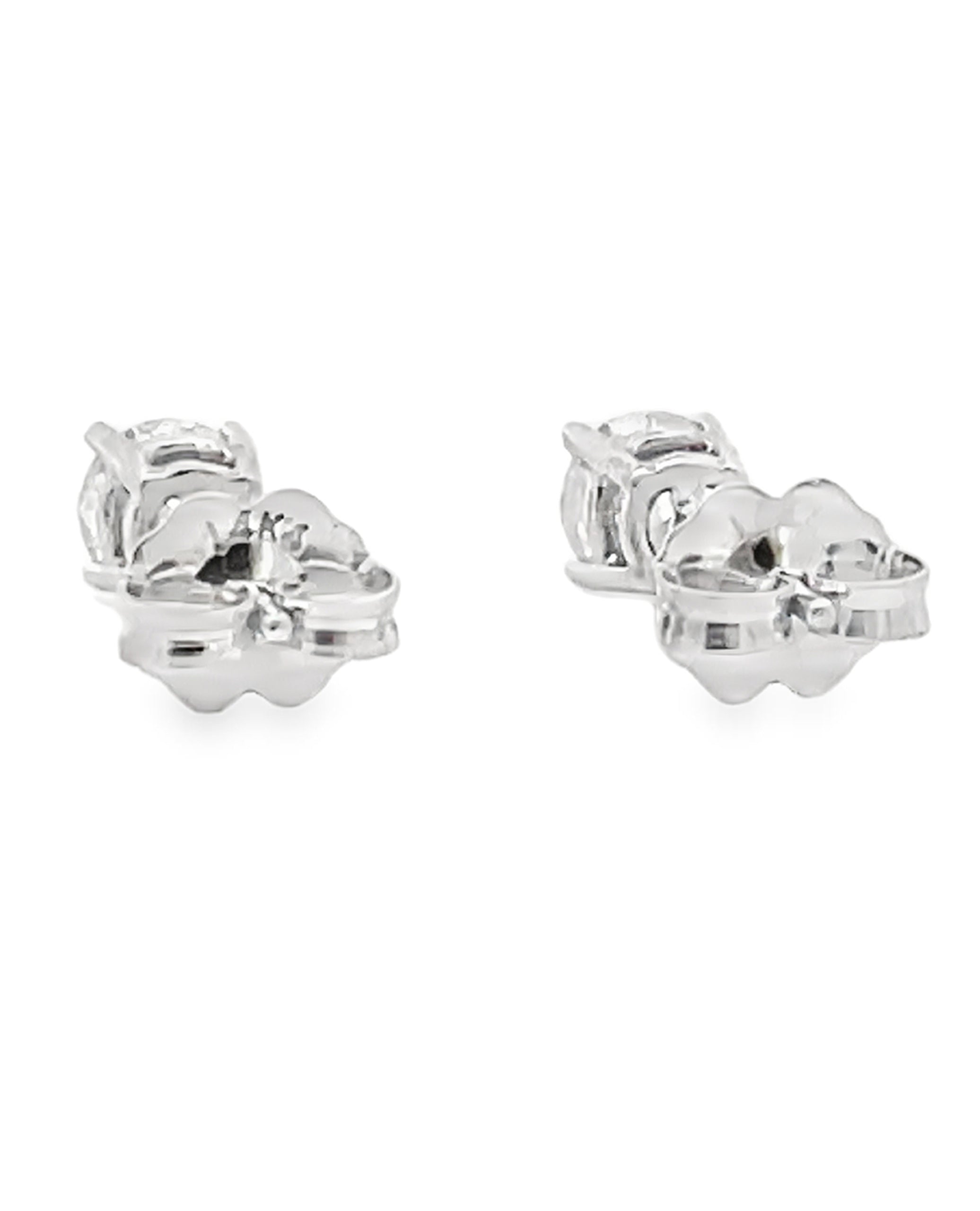 14K White Gold Diamond Stud Earrings with Pushbacks