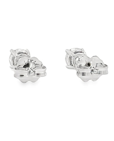 14K White Gold Diamond Stud Earrings with Pushbacks