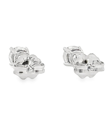 14K White Gold Diamond Stud Earrings with Pushbacks