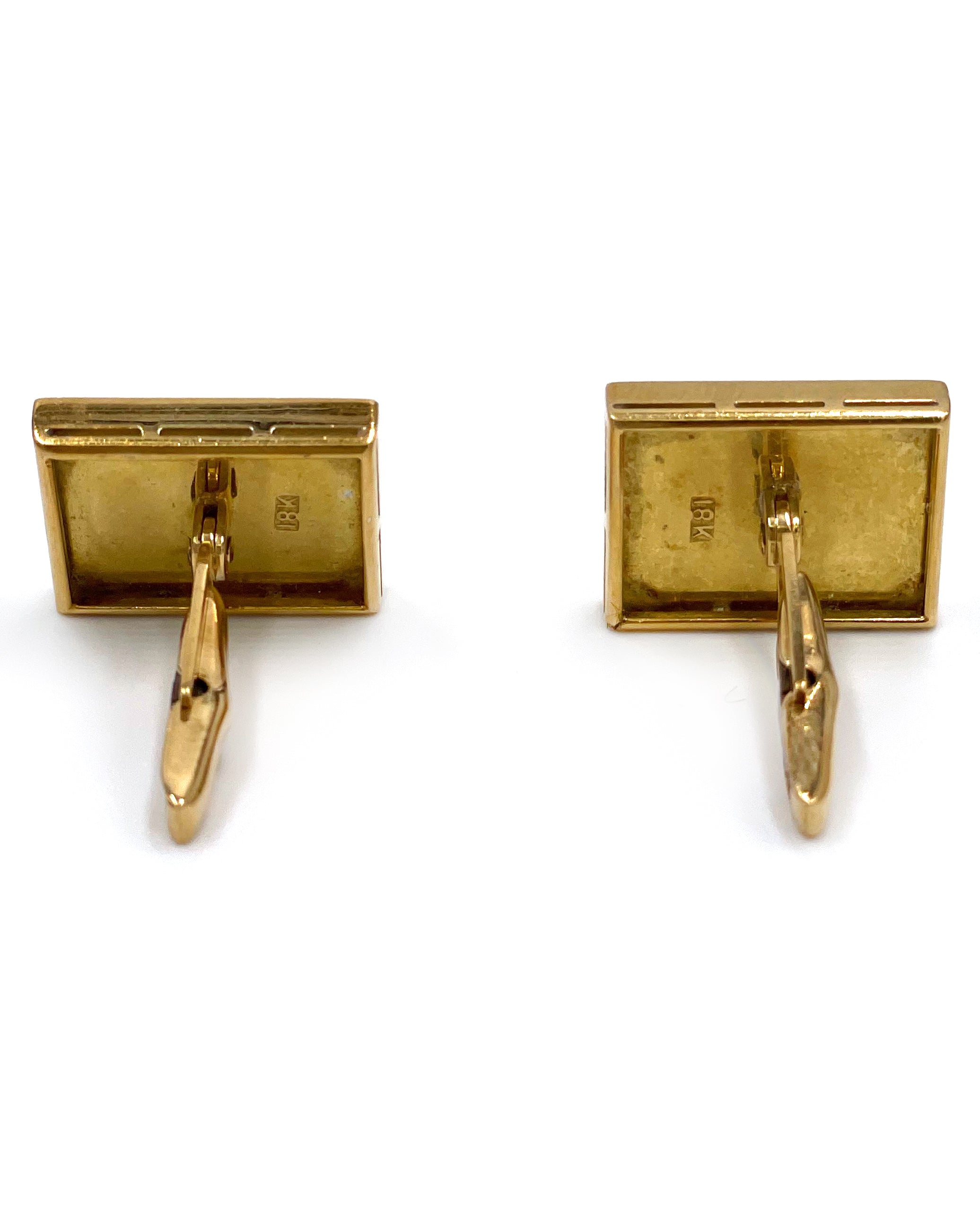 Pre-owned 18K Yellow Gold Rectangular Shape Cuff Links