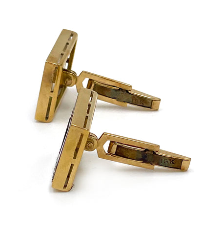 Pre-owned 18K Yellow Gold Rectangular Shape Cuff Links