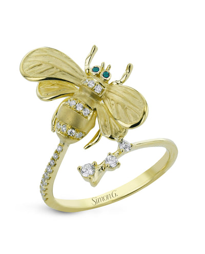 Simon G. DR380 18K Yellow Gold Bee Wrap Ring