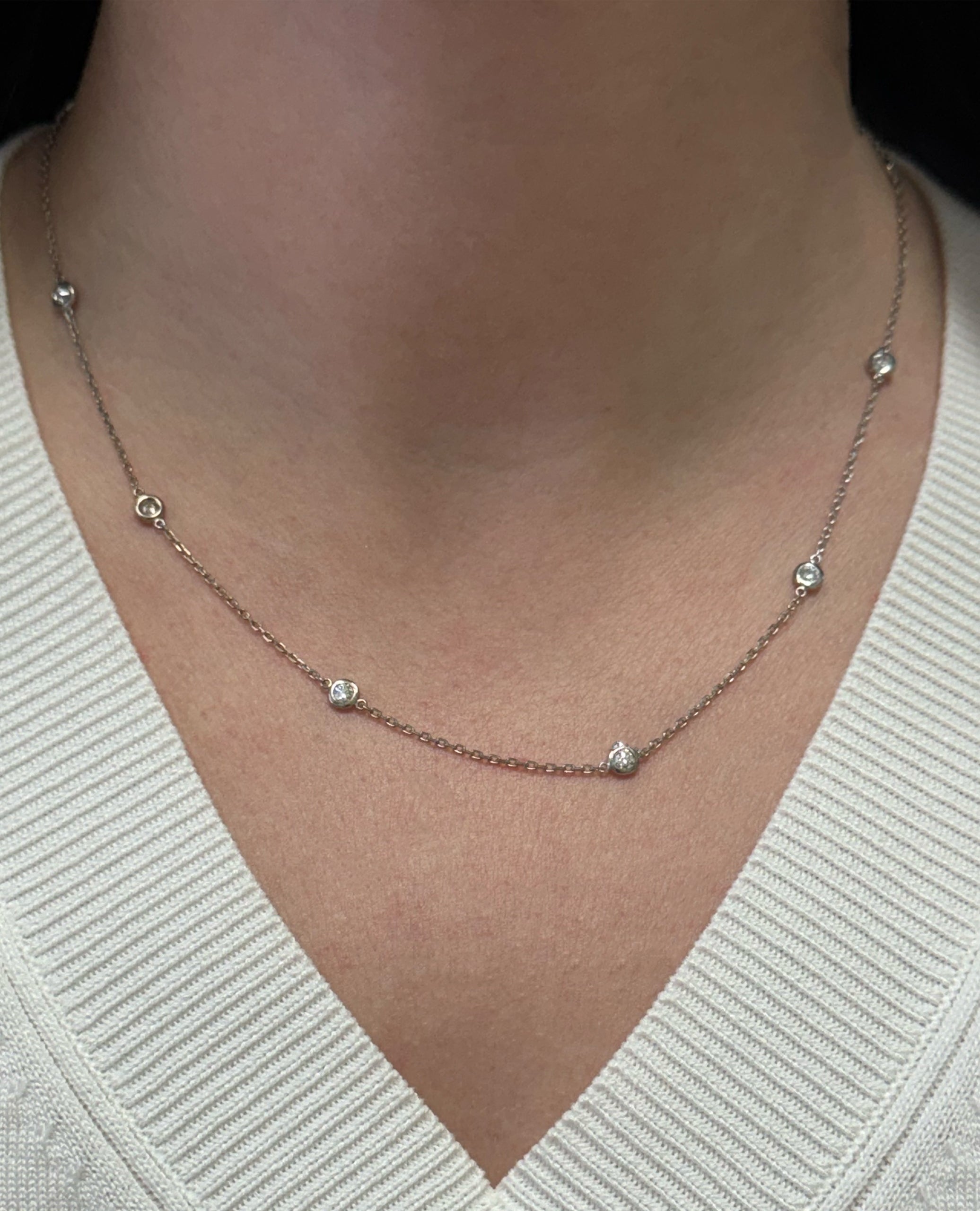 14K White Gold 0.83 Carat Diamonds By The Yard Necklace