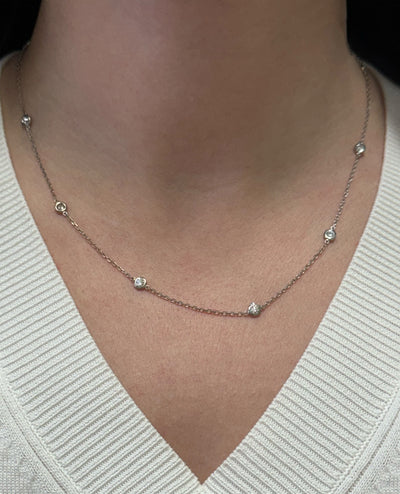 14K White Gold 0.83 Carat Diamonds By The Yard Necklace