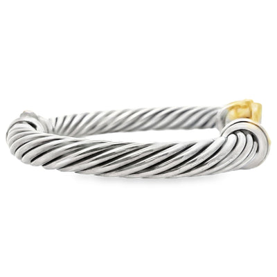 Pre-owned Vintage David Yurman 14K Yellow Gold and Silver Cable Bangle Bracelet