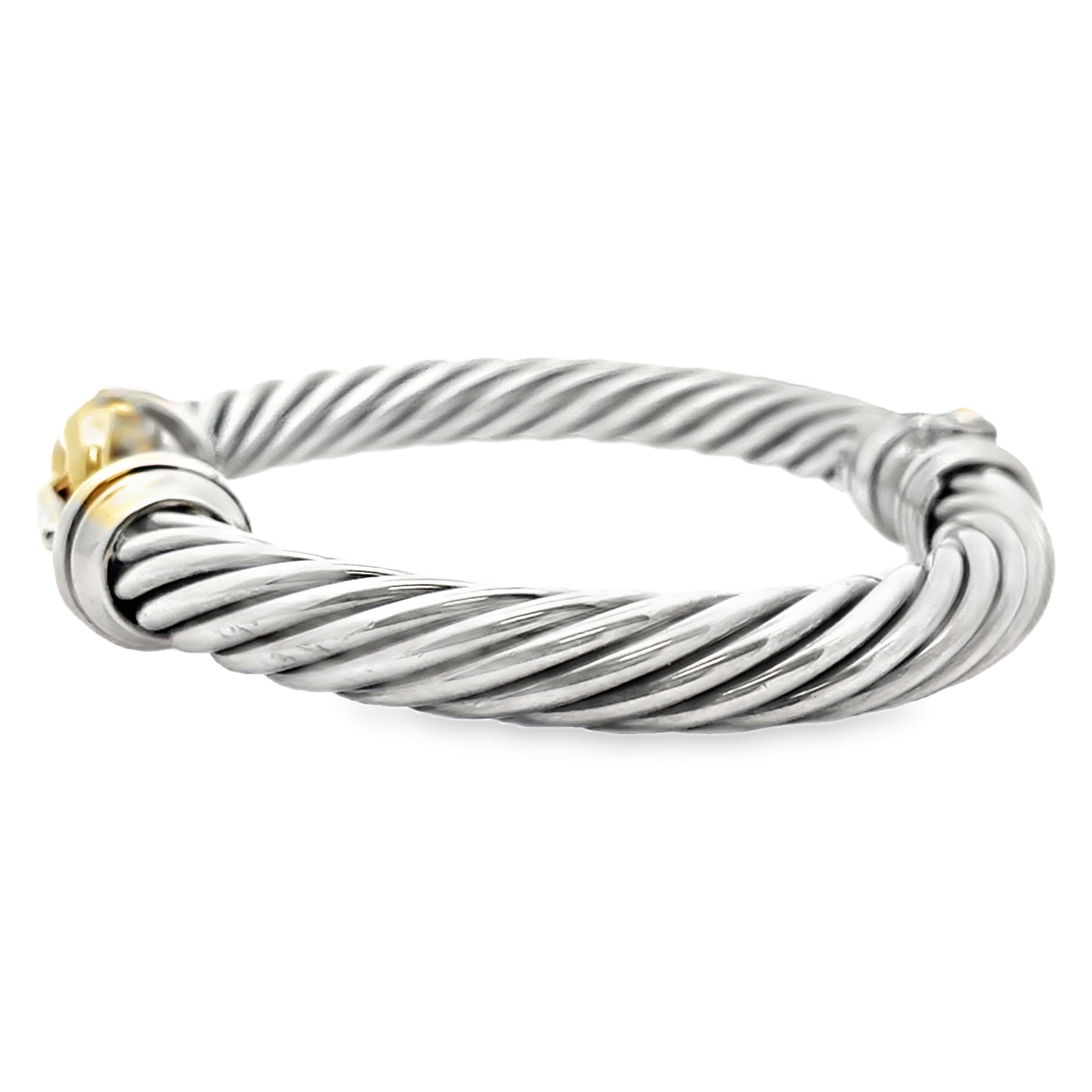 Pre-owned Vintage David Yurman 14K Yellow Gold and Silver Cable Bangle Bracelet