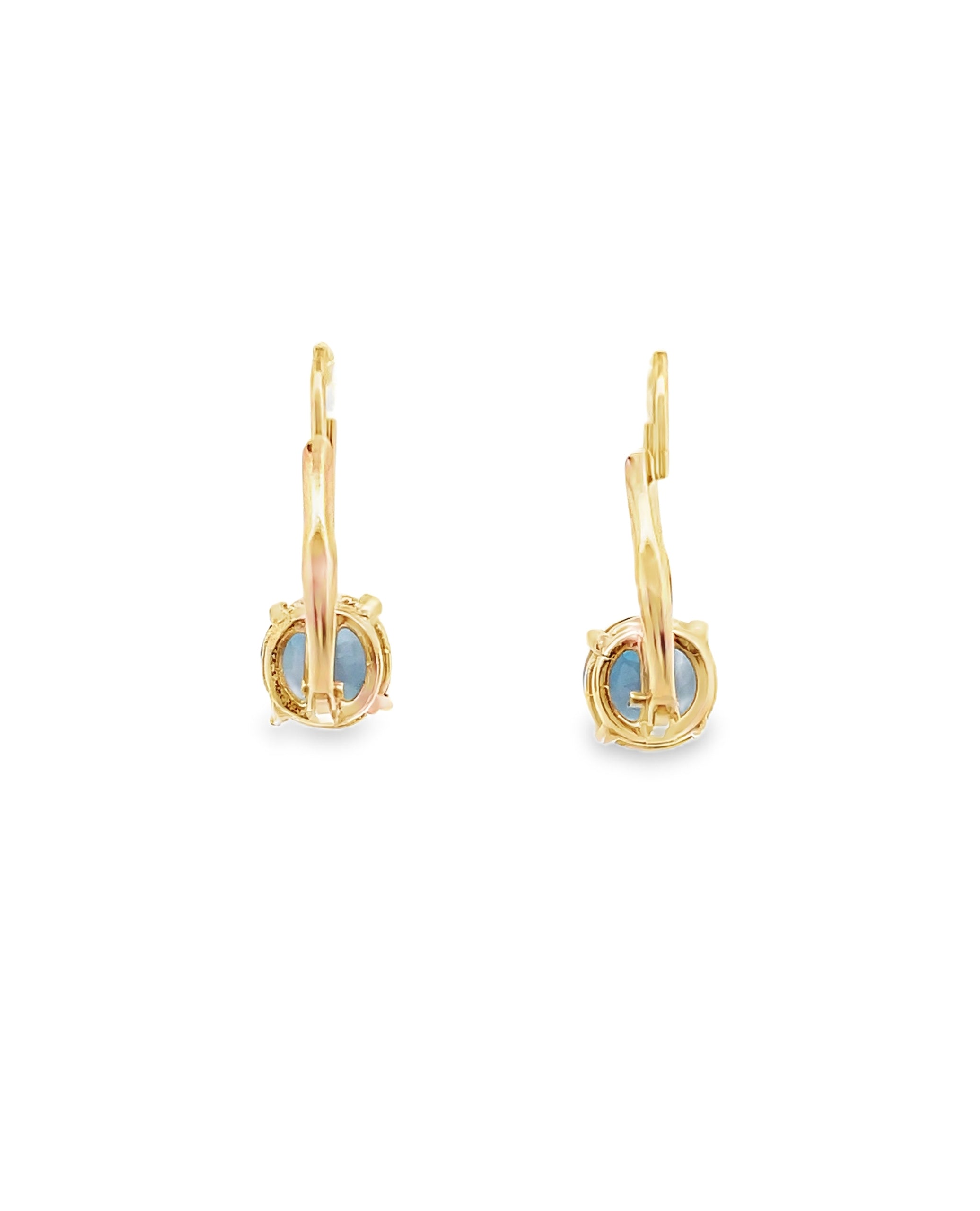 14K Yellow Gold London Blue Topaz Leverback Earrings