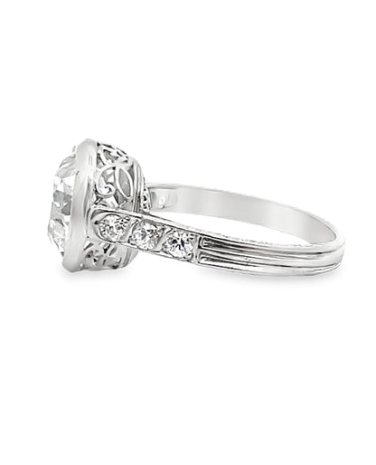 Platinum Vintage Style Solitaire Lab Grown Diamond Ring