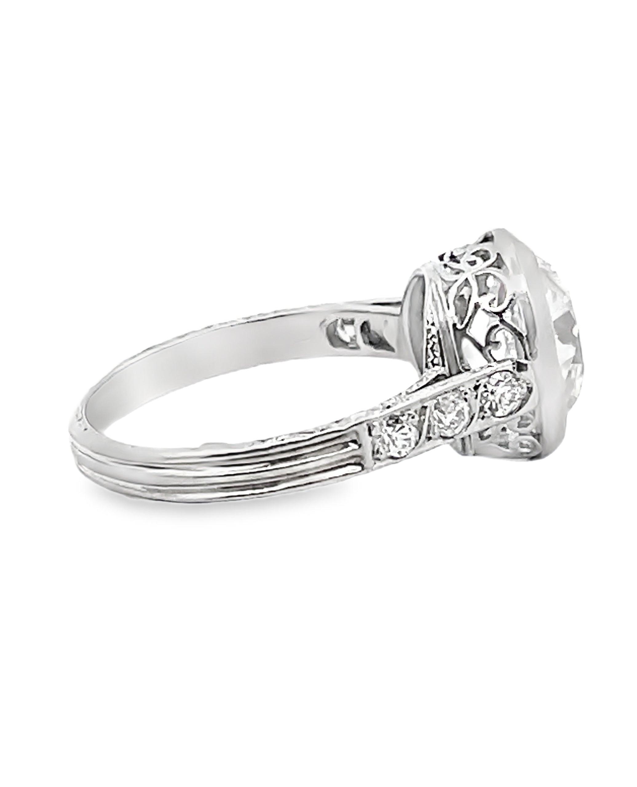 Platinum Vintage Style Solitaire Lab Grown Diamond Ring