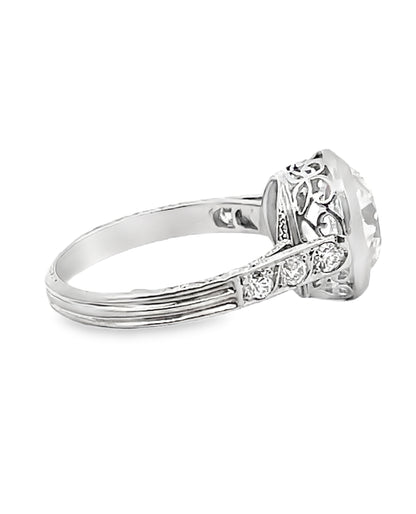 Platinum Vintage Style Solitaire Lab Grown Diamond Ring