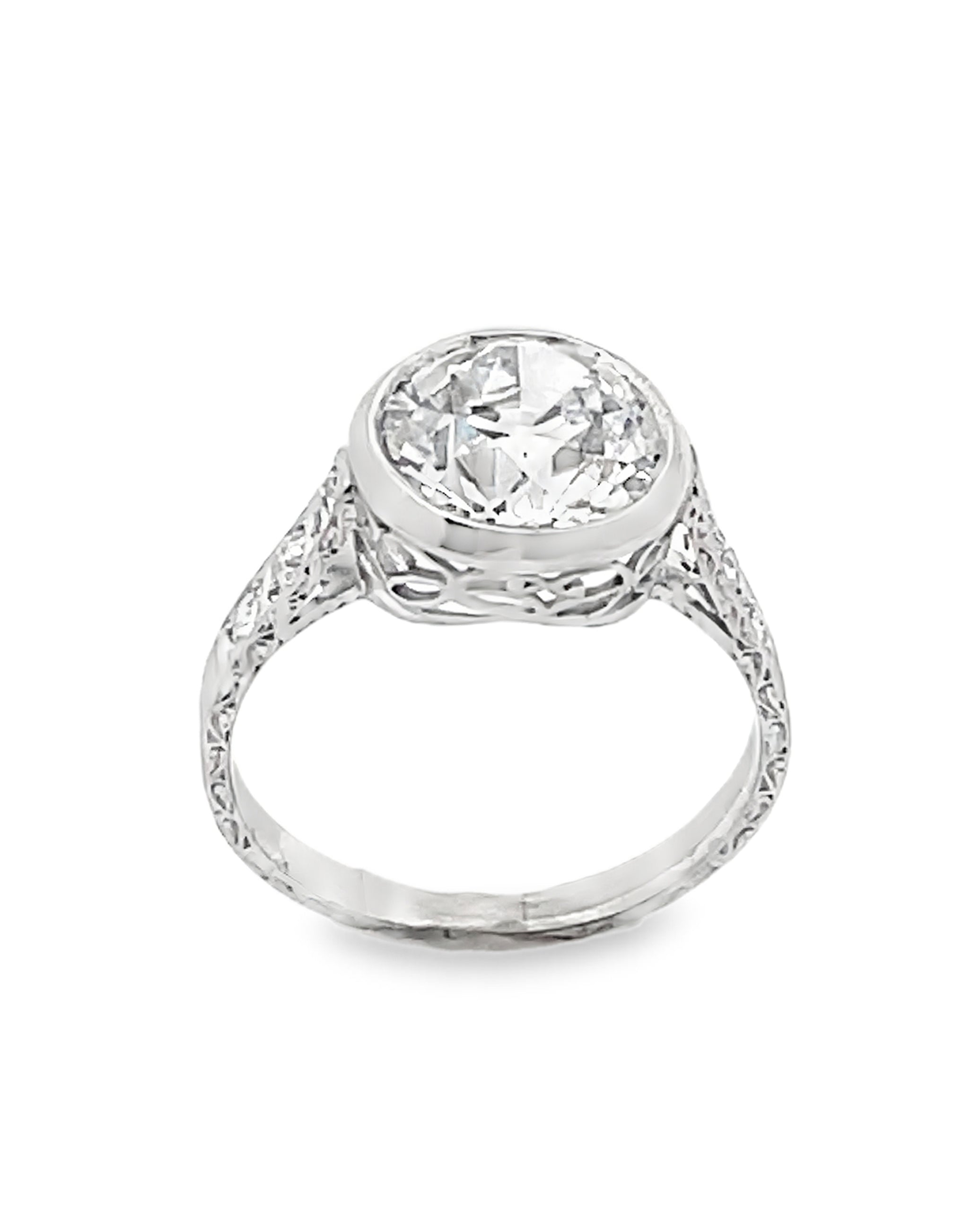 Platinum Vintage Style Solitaire Lab Grown Diamond Ring