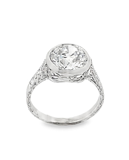 Platinum Vintage Style Solitaire Lab Grown Diamond Ring
