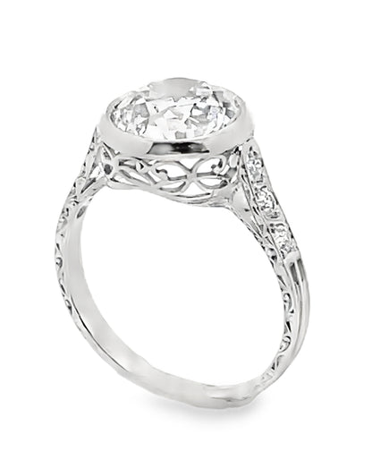 Platinum Vintage Style Solitaire Lab Grown Diamond Ring