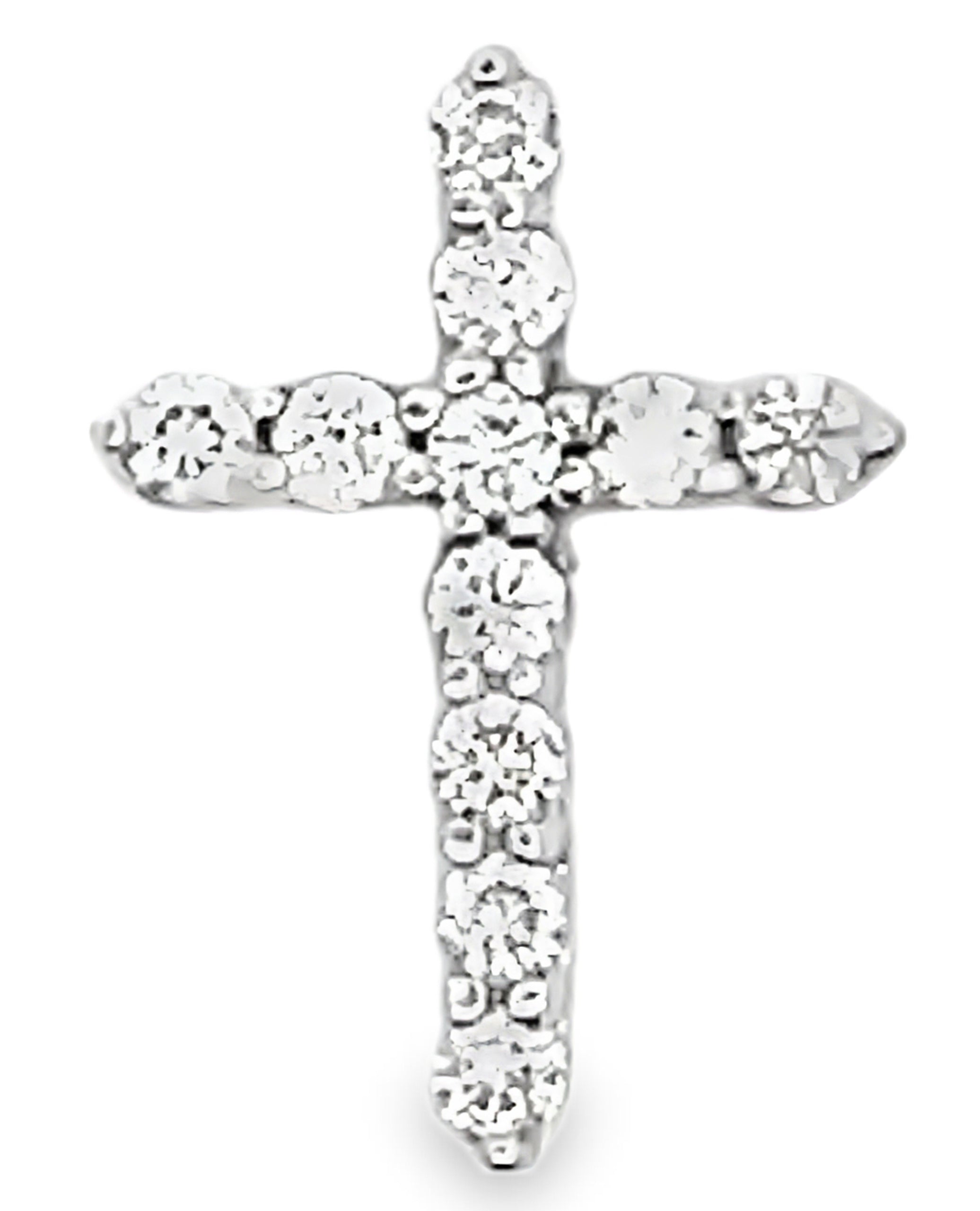 14K White Gold Diamond Cross Pendant