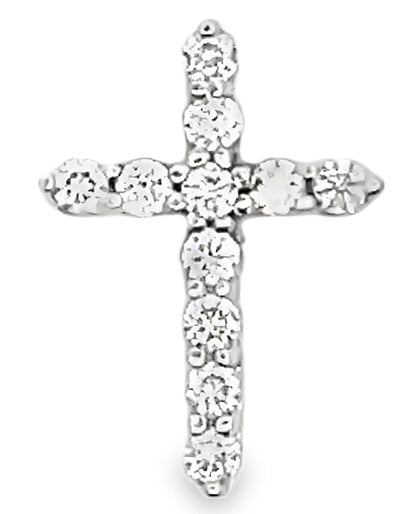 14K White Gold Diamond Cross Pendant