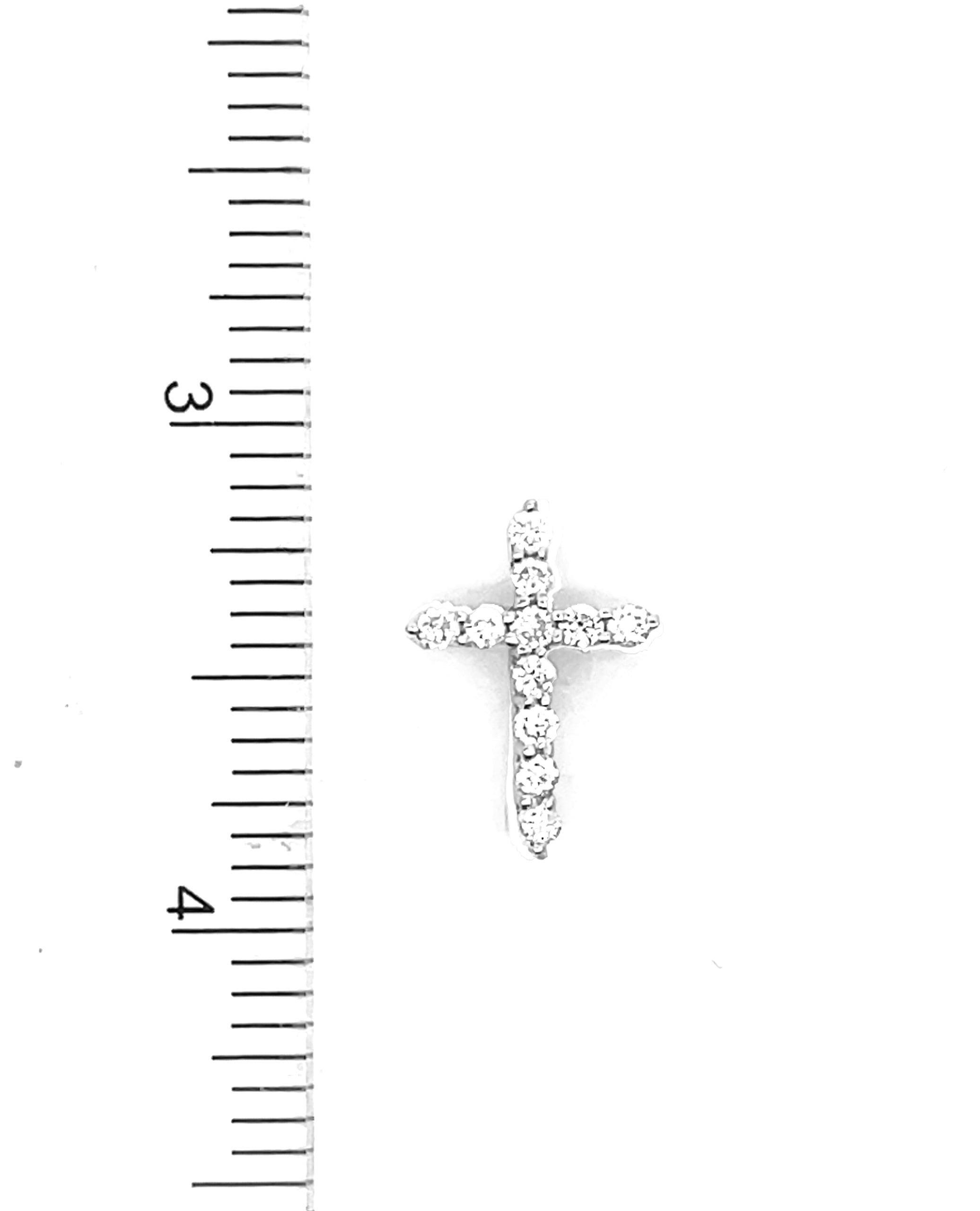 14K White Gold Diamond Cross Pendant