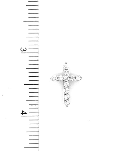 14K White Gold Diamond Cross Pendant