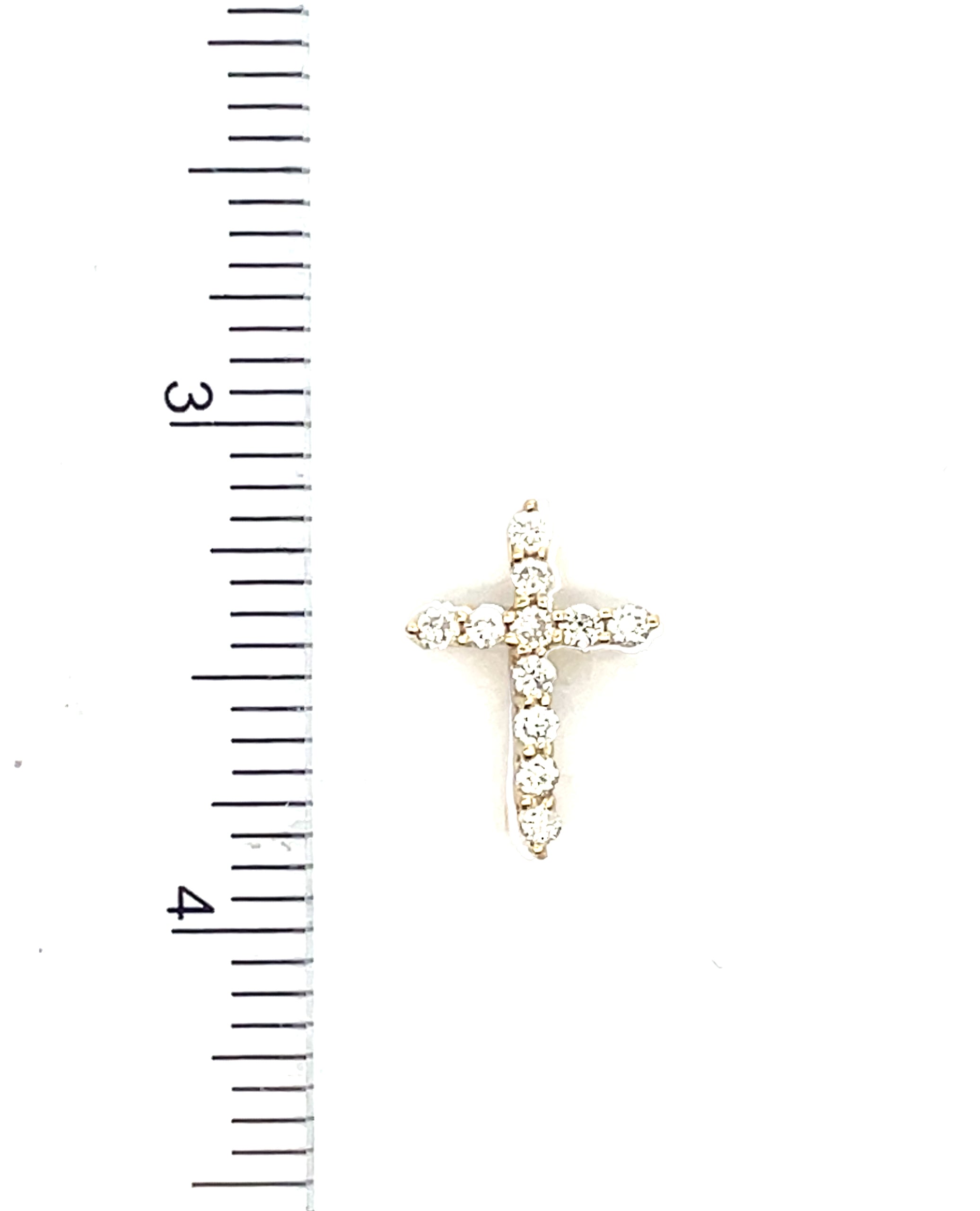 14K Yellow Gold Diamond Cross