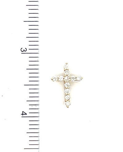 14K Yellow Gold Diamond Cross