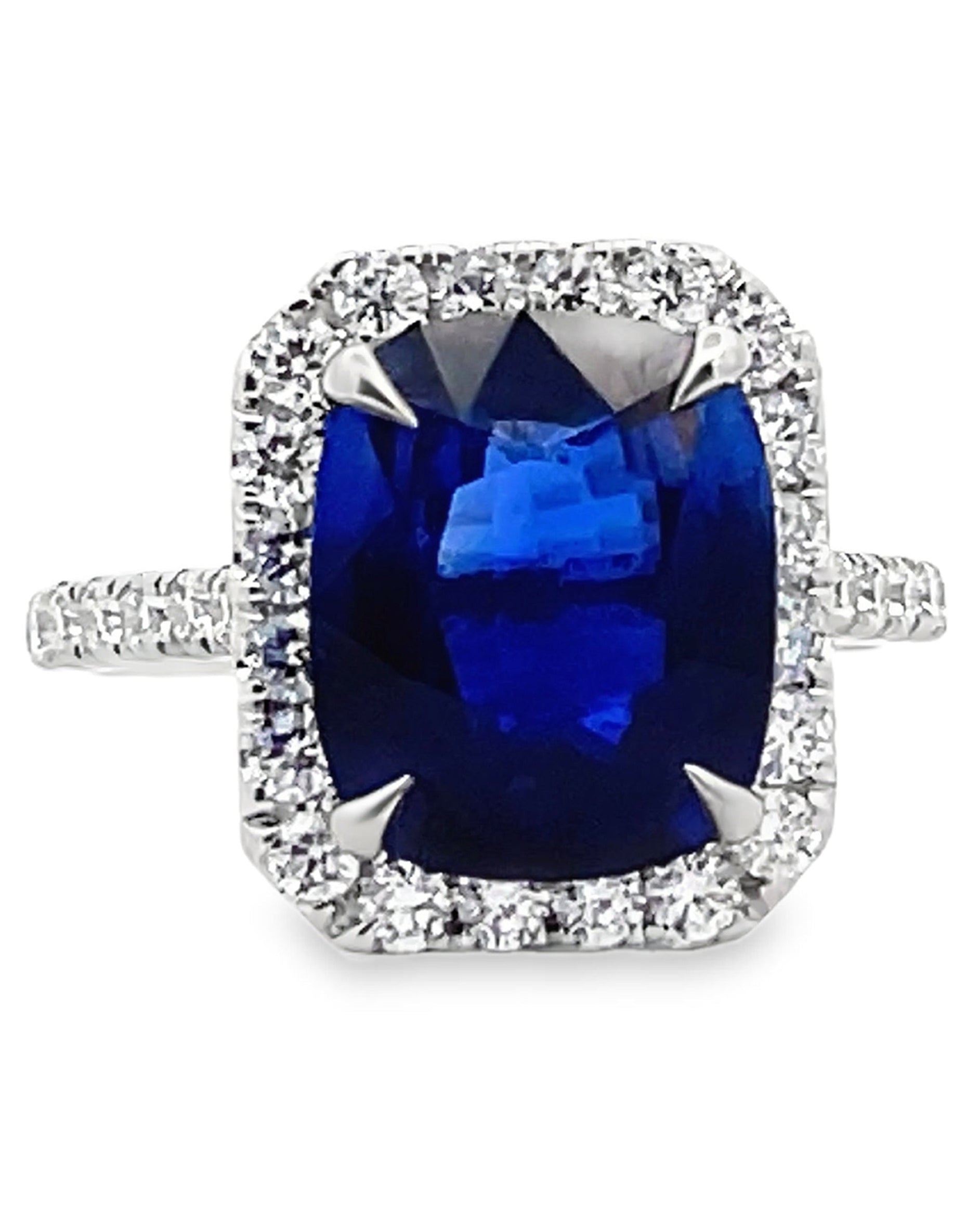 18K White Gold Blue Sapphire & Diamond Ring