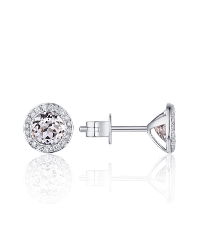 Martini Earrings in 14K White Gold with Diamonds and White Topaz