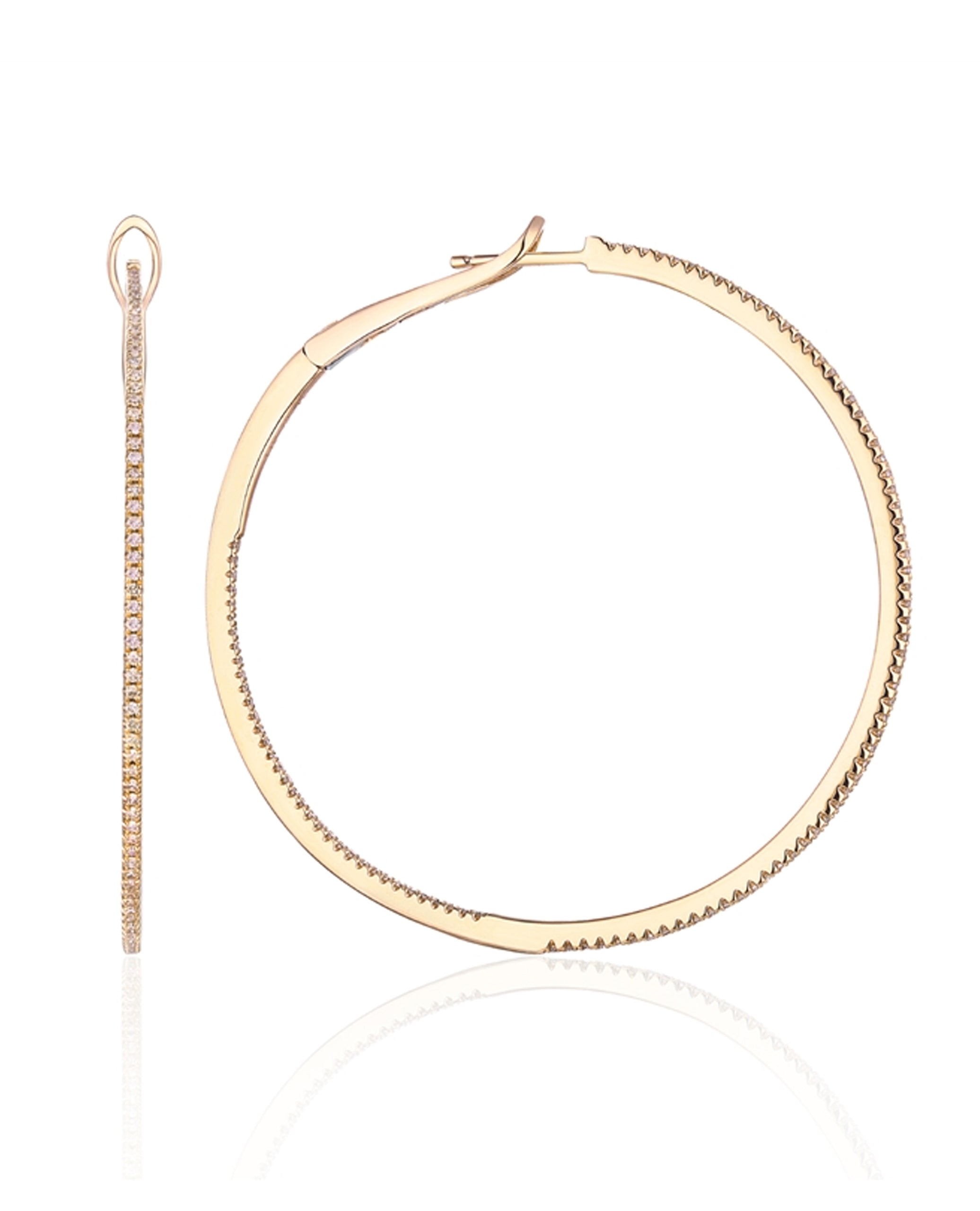 14K Yellow Gold Diamond Hoop Earrings 0.50 Carats