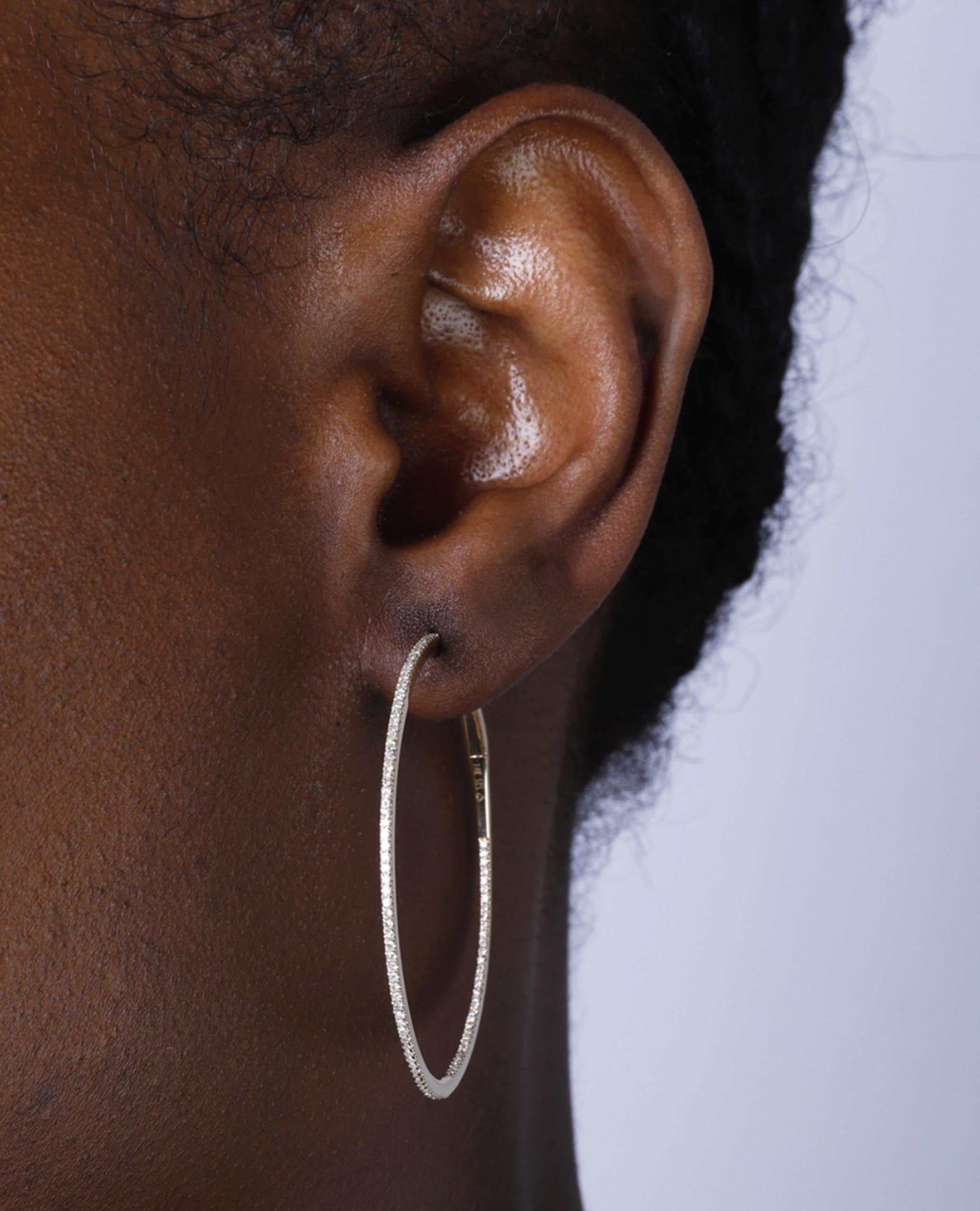 14K Yellow Gold 0.50 Carats Diamond Hoop Earrings