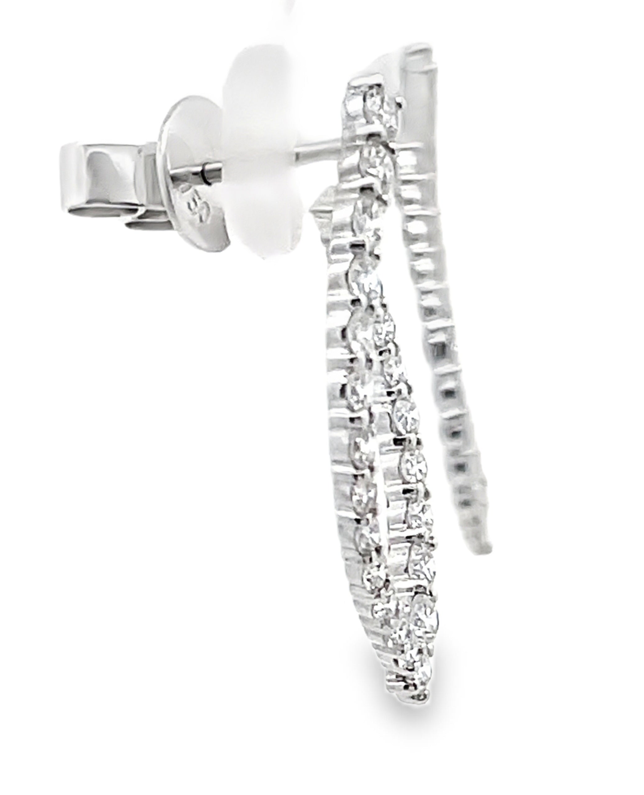 18K White Gold Oval Diamond Drop Earrings