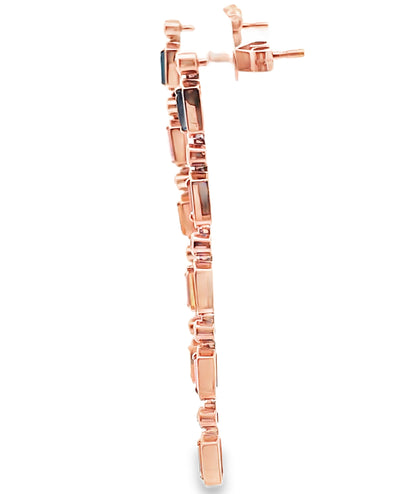 14K Rose Gold with Diamonds and Sapphires Candy Drop Long Earrings