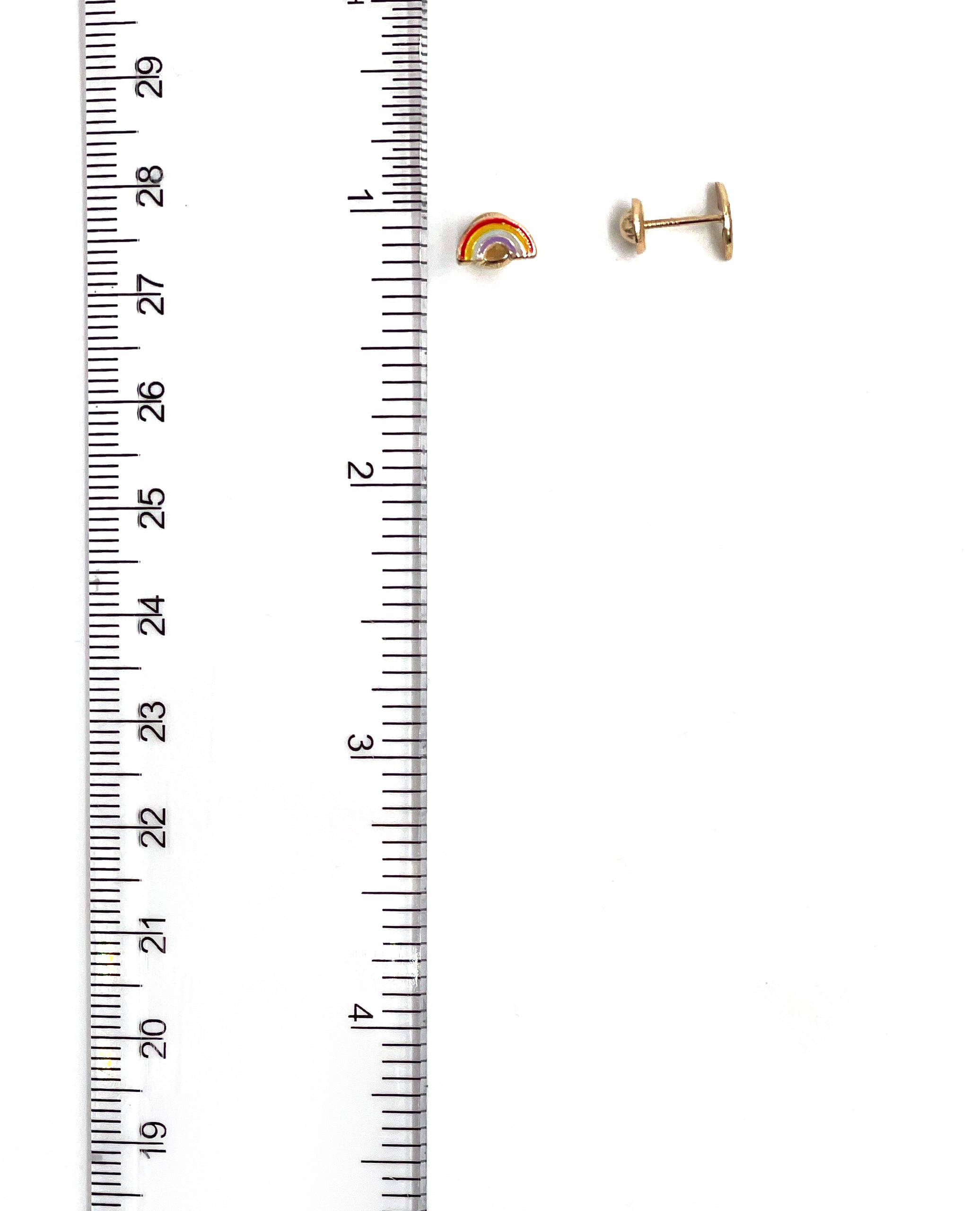 14K Yellow Gold Baby Rainbow Earrings with Screwbacks