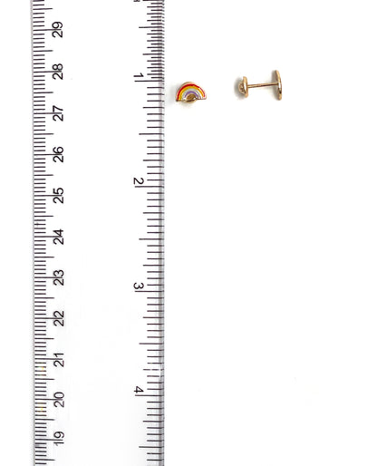 14K Yellow Gold Baby Rainbow Earrings with Screwbacks