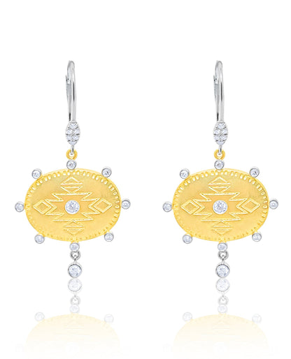 Meira T. 14K Two Tone Gold Tribal Earrings