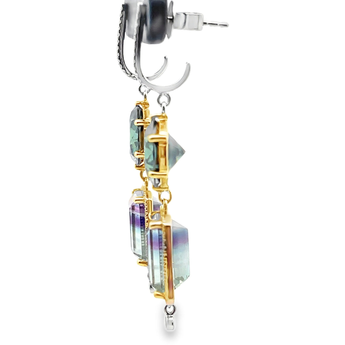 Meira T E10647/YF 14K Yellow Gold Fluorite & Moissanite Dangle Earrings