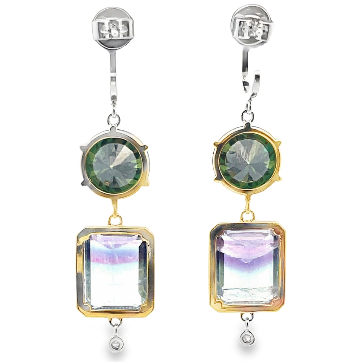 Meira T E10647/YF 14K Yellow Gold Fluorite & Moissanite Dangle Earrings