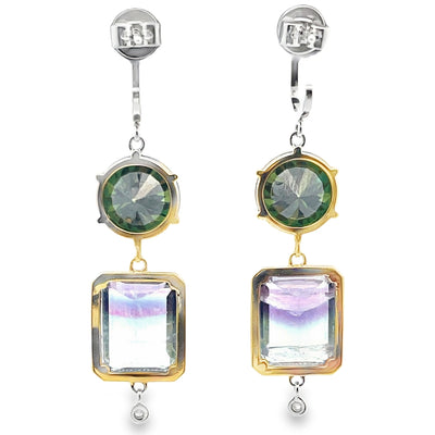 Meira T E10647/YF 14K Yellow Gold Fluorite & Moissanite Dangle Earrings