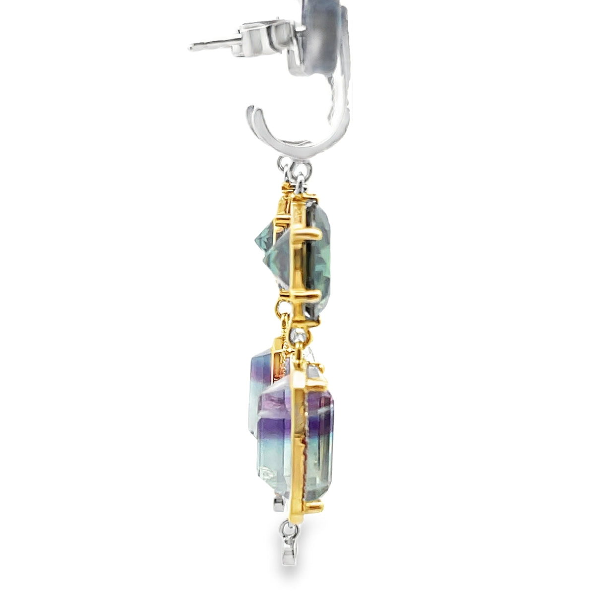 Meira T E10647/YF 14K Yellow Gold Fluorite & Moissanite Dangle Earrings