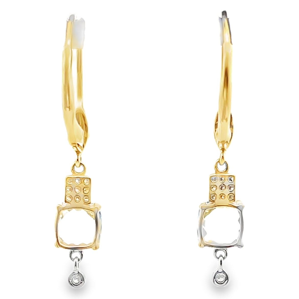 Meira T E10675/YB 14K Yellow Gold Blue Topaz & Diamond Dangle Earrings