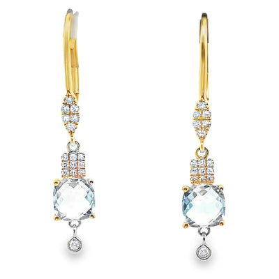 Meira T E10675/YB 14K Yellow Gold Blue Topaz & Diamond Dangle Earrings