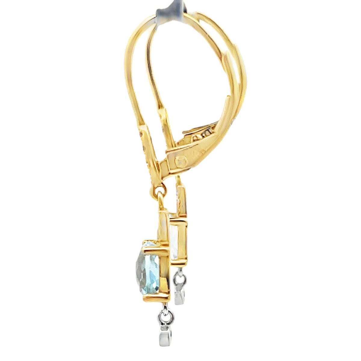 Meira T E10675/YB 14K Yellow Gold Blue Topaz & Diamond Dangle Earrings