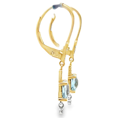 Meira T E10675/YB 14K Yellow Gold Blue Topaz & Diamond Dangle Earrings